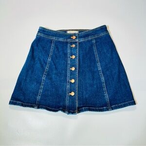 Madewell jean skirt Stretch Denim A line Mini skirt button front women size 4